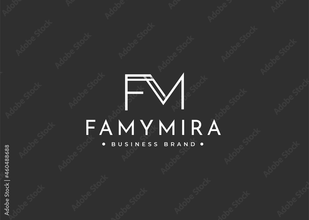 Minimalist letter F M logo design