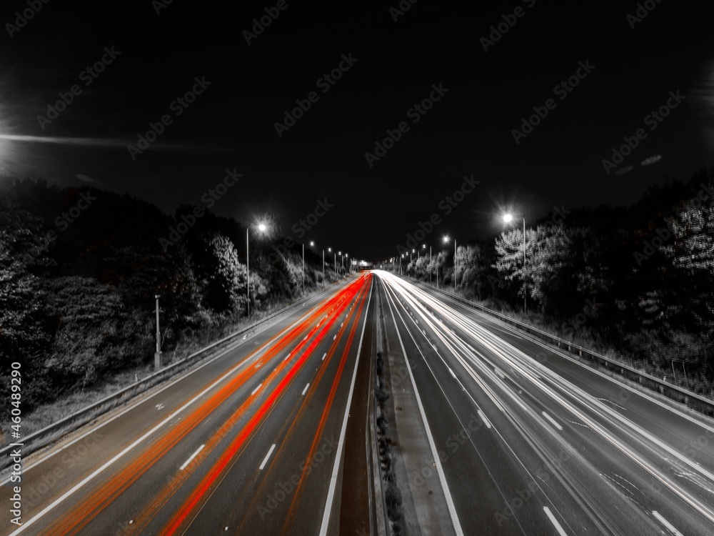 Lights of cars on the motorway 