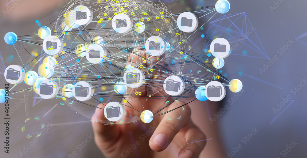 Augmented Analytics Data cloud storage network from lines, triangles and particle style design. Illustration Augmented Analytics Data cloud storage network from lines, triangles and particle style design. Illustration
