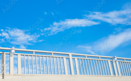 Balcony on blue sky. Background with beautiful cloud's