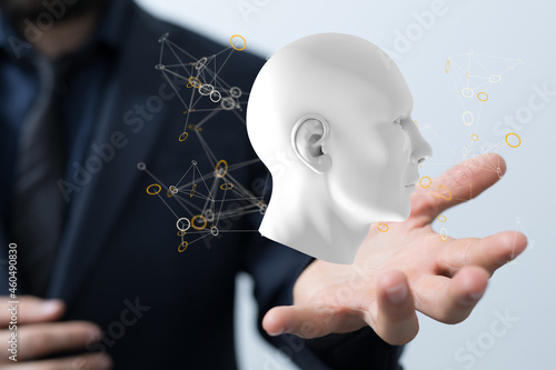 Human head cyber mind digit...
