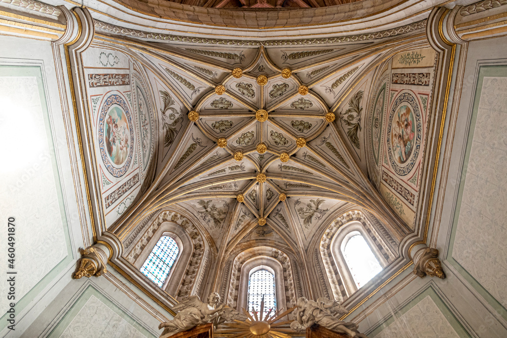 Segovia, Spain. Gothic ribbed vault inside Segovia Cathedral at the Capilla de San Ildefonso (Saint Ildefonsus Chapel)