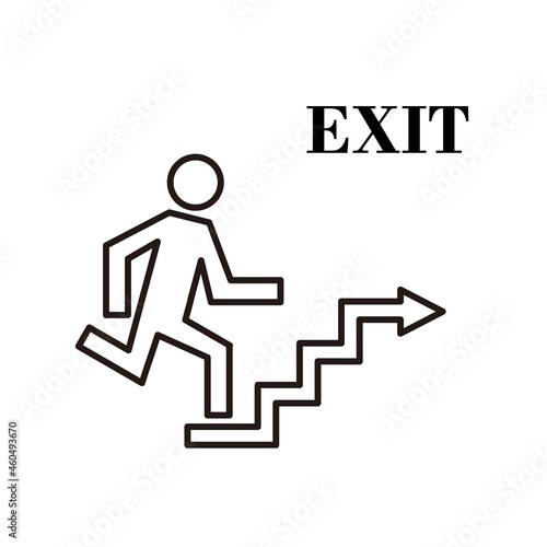 emergency pass sign icon, exit stair sign icon, exit stair sign symbol