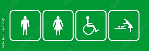 changing room icon set, toilet icon set, changing room and toilet sign symbol