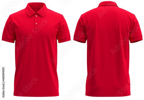 Short-Sleeve polo shirt rib collar and cuff ( Realistic 3d renders ) red