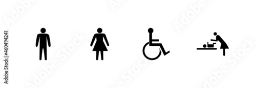 changing room icon set, toilet icon set, changing room and toilet sign symbol