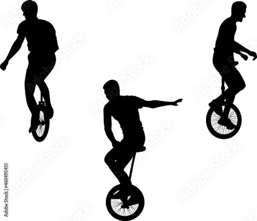 male on unicycle silhouettes