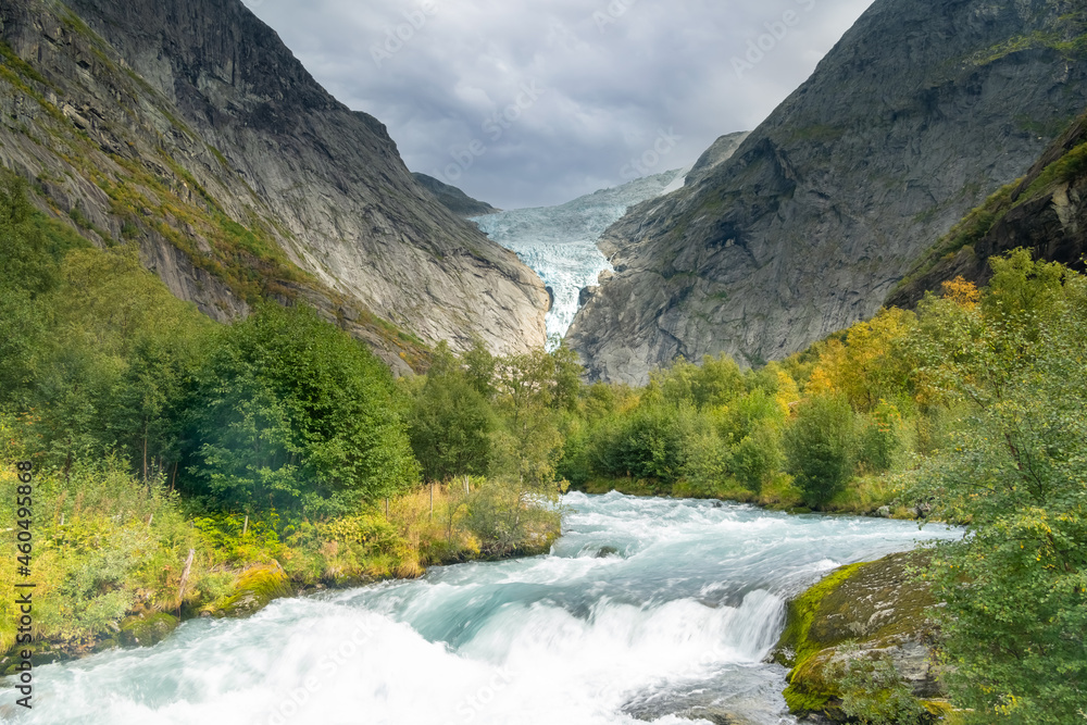 Briksdalsbreen (Briksdal glacier), one of the most accessible and best known arms of the Jostedalsbreen glacier, Stryn, Vestland, Norway.