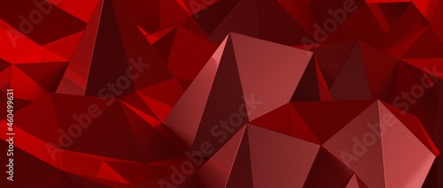 Connection of dots and lines structure on dark background. Red abstract polygona
