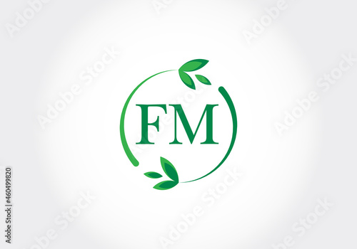 Monogram letters FM with leaves. Green, eco-friendly logo concept. Modern vector logo for ecological business and company identity