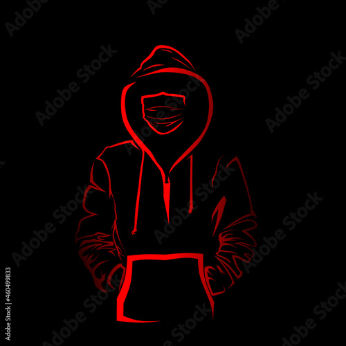 vector of people wearing sweaters and masks.
