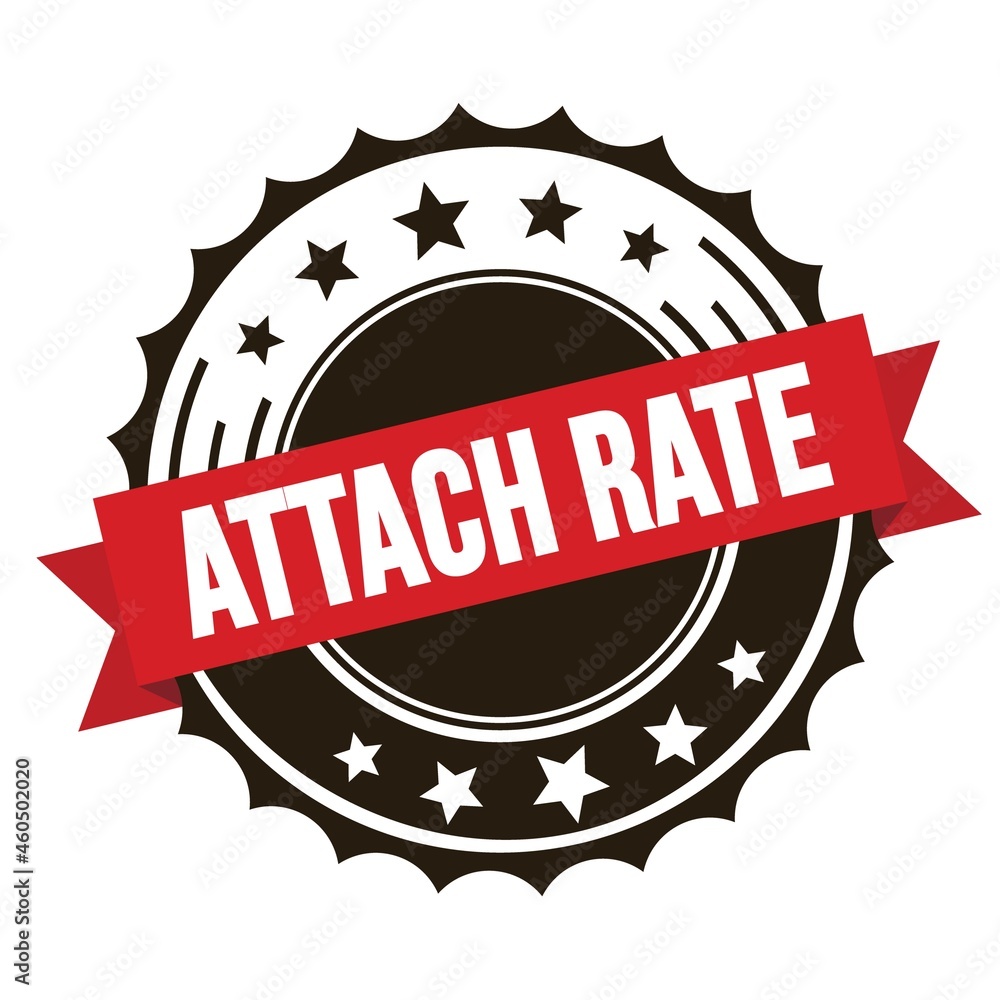 ATTACH RATE text on red brown ribbon stamp. ATTACH RATE text on red brown ribbon stamp.