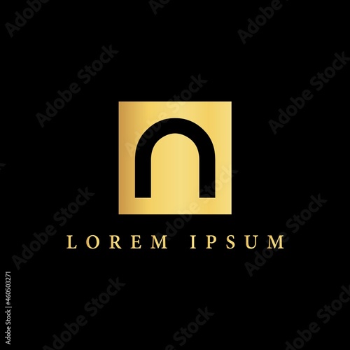 simple alphabet logo monogram design golden concept with square combination