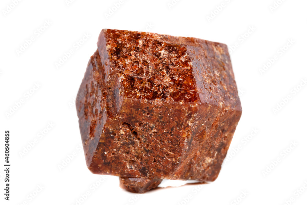Macro mineral stone Garnet on a white background Macro mineral stone Garnet on a white background