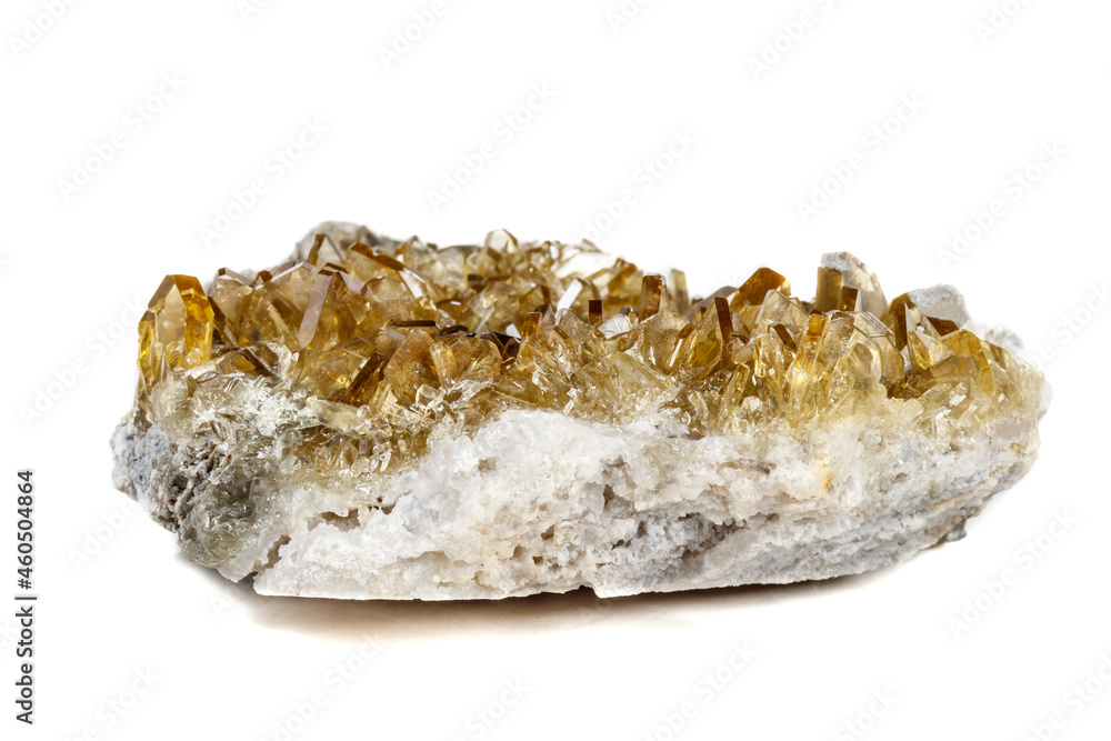 Macro mineral stone baryte crystals, Barite on a white background Macro mineral stone baryte crystals, Barite on a white background