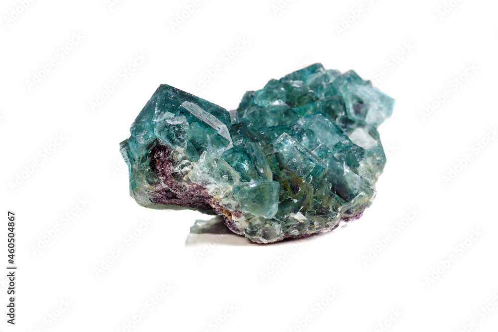 Macro mineral stone Fluorite on a white background Macro mineral stone Fluorite on a white background