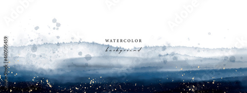 Vector watercolor universal background with gold glitter	