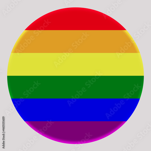 3d illustration LGBTQ rainbow flag on avatar circle. Freedom and love concept. Activism, community and freedom Concept.