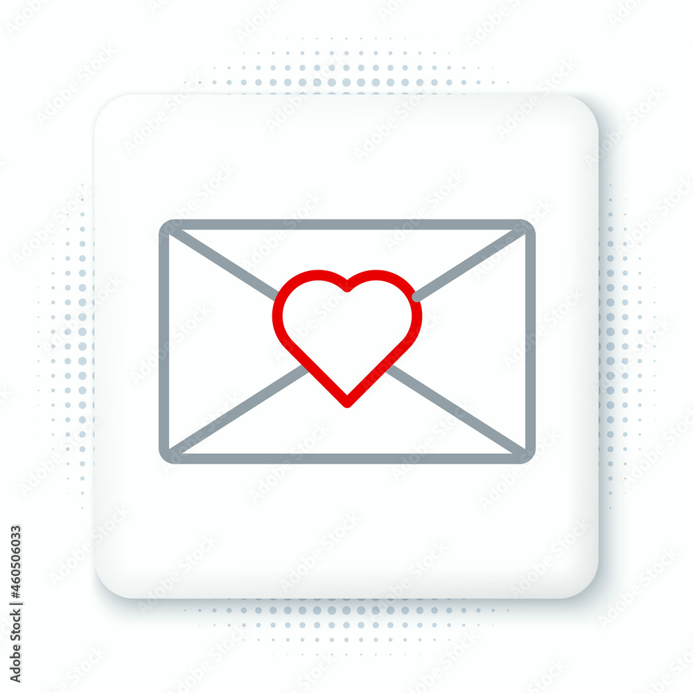 Line Envelope with Valentine heart icon isolated on white background. Message love. Letter love and romance. Colorful outline concept. Vector Line Envelope with Valentine heart icon isolated on white background. Message love. Letter love and romance. Colorful outline concept. Vector