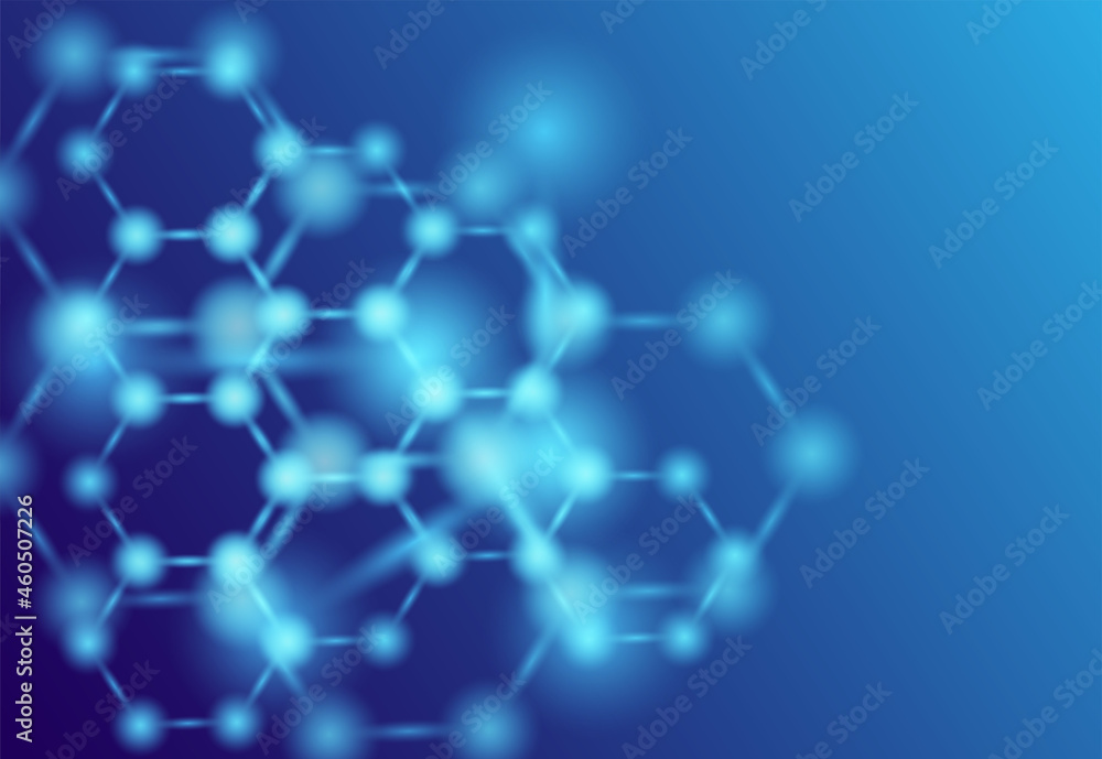 Fototapeta premium Atoms. Medical or Science background .Molecular structure with blue spherical particles. Vector.