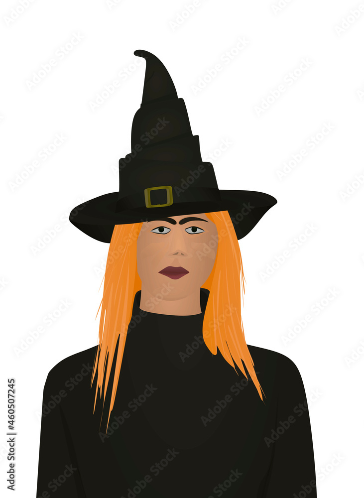 Young witch isolated. vector illustration