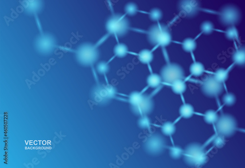 Atoms. Medical or Science background .Molecular structure with blue spherical particles. Vector.