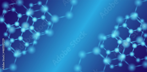 Atoms. Medical or Science background .Molecular structure with blue spherical particles. Vector.