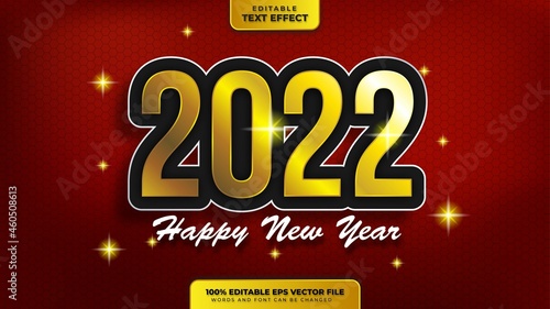 Happy New Year 2022 Black Gold 3D Editable Text Effect