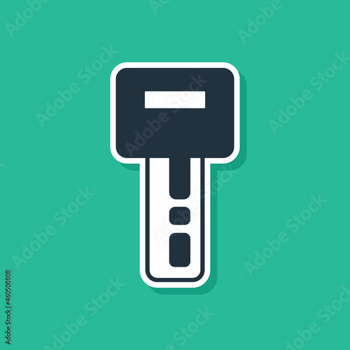 Blue Car key with remote icon isolated on green background. Car key and alarm system. Vector