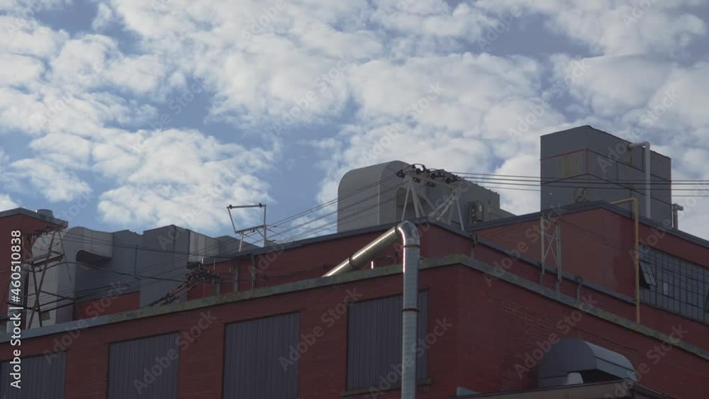 factory building industry time lapse red brick and metal industrial structure clouds moving factory building industry time lapse red brick and metal industrial structure clouds moving