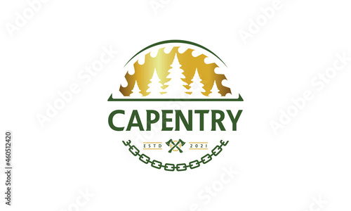 Carpentry Logo Design Vintage Vector