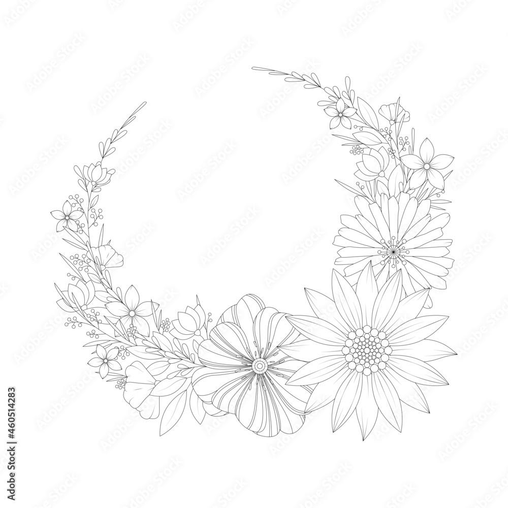 Flowers frame coloring book.