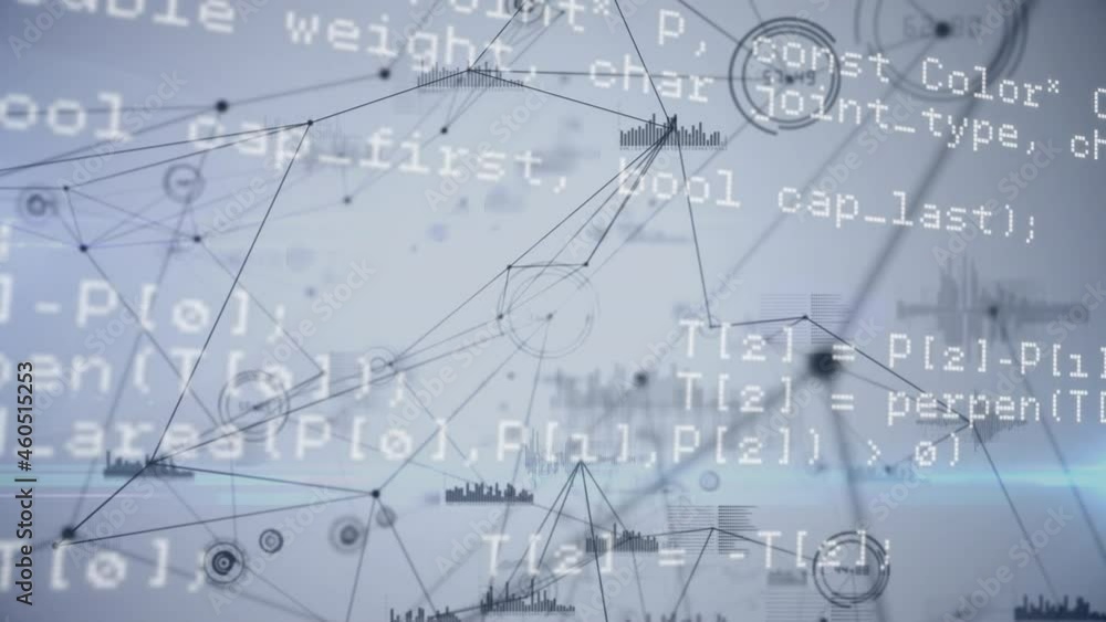 Animation of network of connections over data processing Animation of network of connections over data processing
