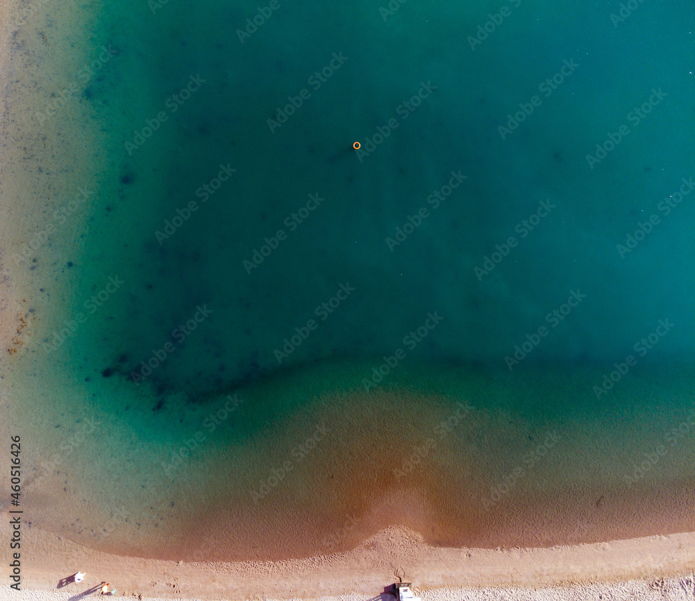 Sea Aerial view, Top view,amazing nature background.The color of the water and beautifully bright. Azure beach  at sunny day.flying drone,sea view