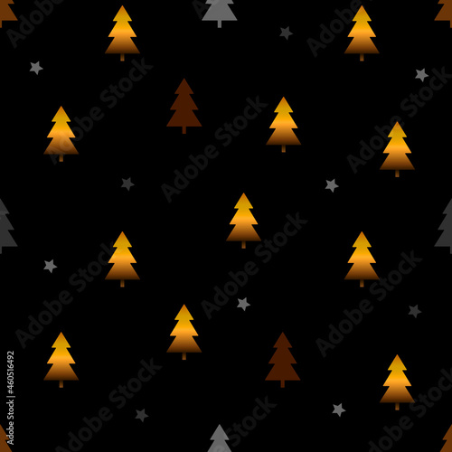 Vector seamless pattern for Christmas. Merry Christmas. Silhouettes of golden Christmas trees and stars. For printing holiday packaging, textiles, printing.
Web