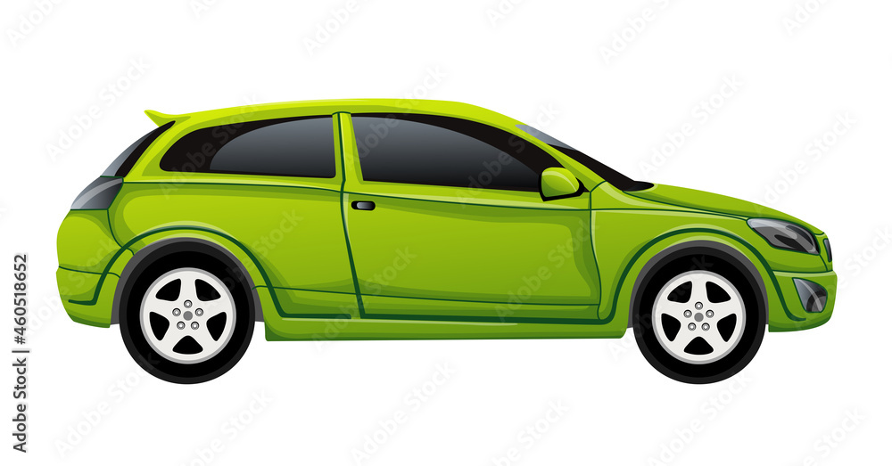 green car on white background, vector illustration