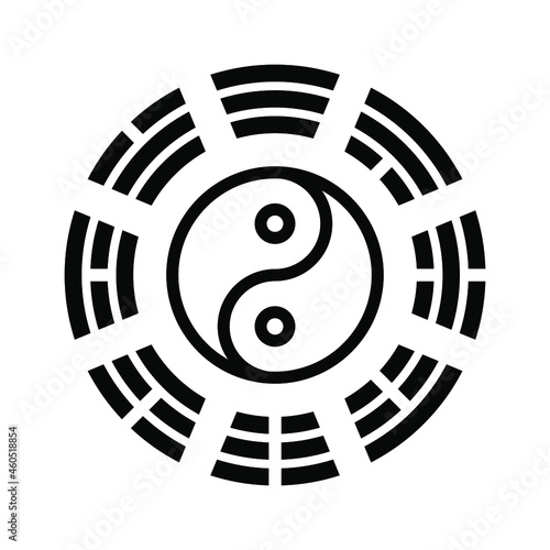 Yin Yang bagua symbol. Tai Chi pattern. Bagua - symbol of Taoism. Vector religious illustration.