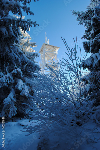 Observation tower in the mountains, Beskids, Poland