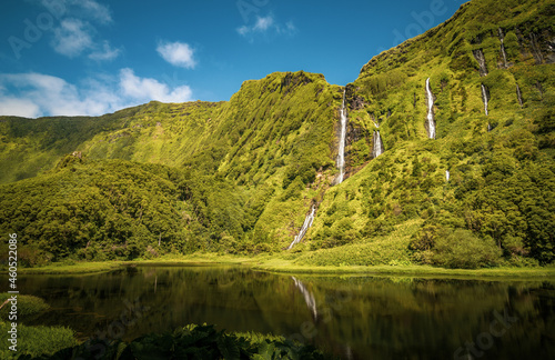 Flores island, Azores travel destination, hiking, waterfalls and nature.
