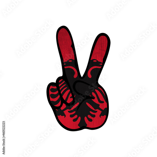 World countries. Hand sign Victory. Albania