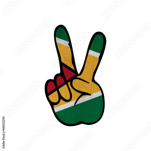 World countries. Hand sign Victory. Guyana