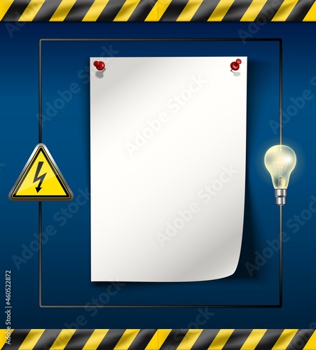 Vector illustration. Power outage banner. Danger ribbon. Text space.