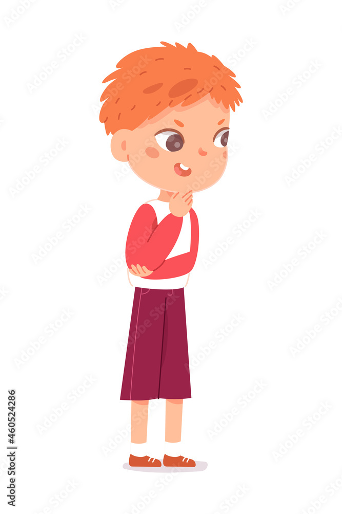Cute boy kid talking, funny child standing, person schoolboy listening to conversation Cute boy kid talking, funny child standing, person schoolboy listening to conversation