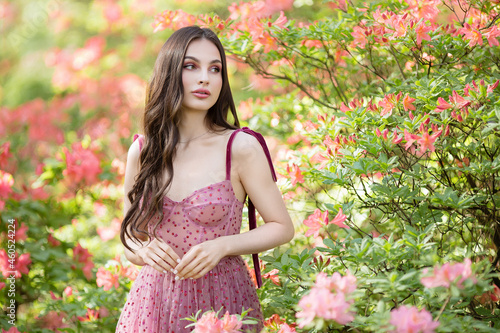 Portrait of a very beautiful sensual girl in a long dress