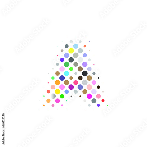 Letter A logo. Dots logo, dotted shape logotype vector design. colorful A letter logo in halftone dots style