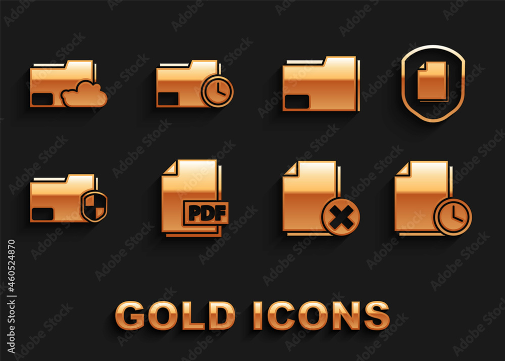 Set PDF file document, Document protection concept, with clock, Delete, folder, Cloud storage text and icon. Vector Set PDF file document, Document protection concept, with clock, Delete, folder, Cloud storage text and icon. Vector