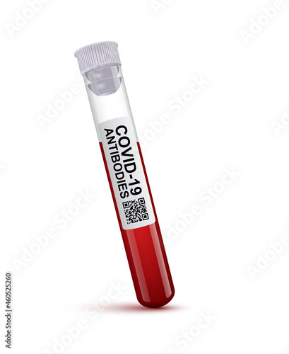 Coronavirus antibody rapid blood test, 3d blood sample in tube for diagnostic coronavirus