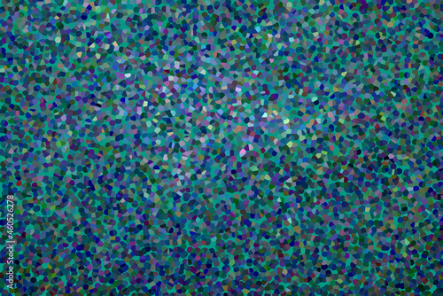 Acidic mottled blue, green, purple and pink pointillism