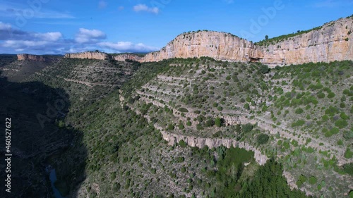 Peñas and cliffs in the Balagueras reservoir seen from a drone. Rubielos de Mora, Gudar Javalambre region. Teruel Province, Aragon, Spain, Europe photo