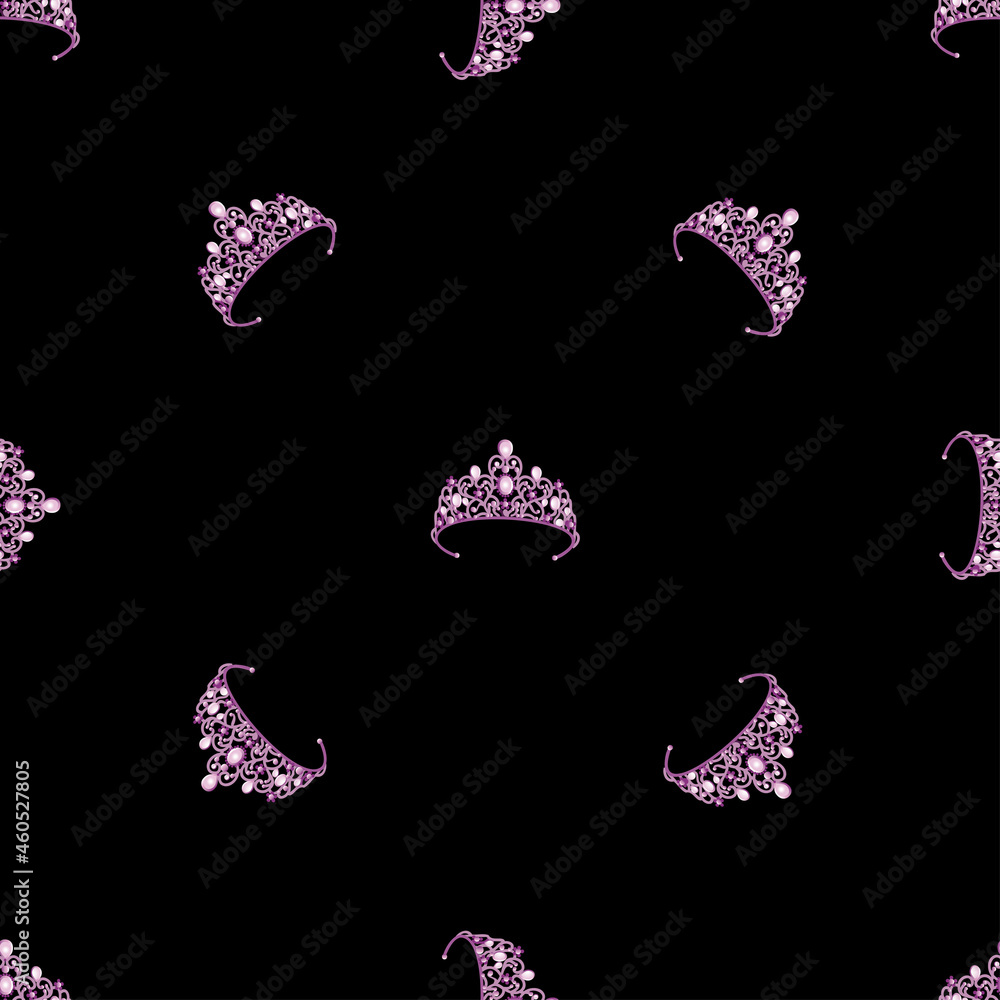 vector seamless pattern with the image of a pink tiara vector seamless pattern with the image of a pink tiara